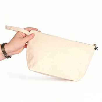 Heavy Duty Canvas Utility Pouch - 12oz Unbleached Tool Bag with Star Zipper