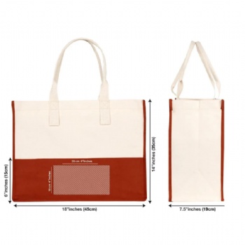 Large Canvas Tote Bag - 18x14 Inch Eco Shopping Bag with Long Handles