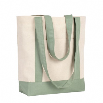 Oversized Cotton Canvas Tote Bag – Mint Green Handles, Durable & Reusable