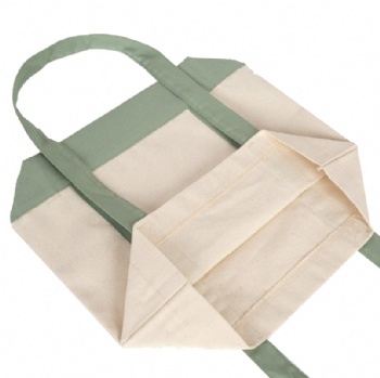 Oversized Cotton Canvas Tote Bag – Mint Green Handles, Durable & Reusable