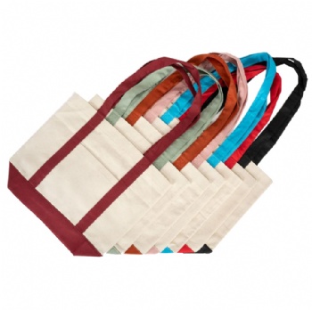 Oversized Cotton Canvas Tote Bag – Mint Green Handles, Durable & Reusable