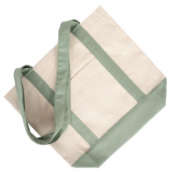 Oversized Cotton Canvas Tote Bag – Mint Green Handles, Durable & Reusable